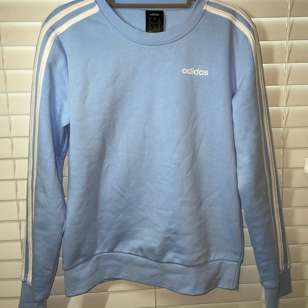Adidas 3 Stripes Sweatshirt | Light Blue color | Unisex sweatshirt